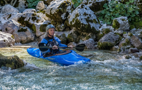 Kajakfahrer an der Soča