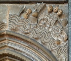 Untergang des Pharaonischen Heeres im Roten Meer (Relief im Kapitelhaus)