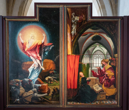 Matthias Grünewald, Isenheimer Altar, Auferstehung Christi und Verkündigung Mariae